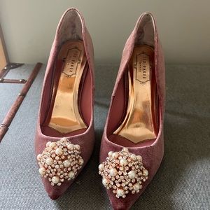 Ted Baker pink velvet pumps